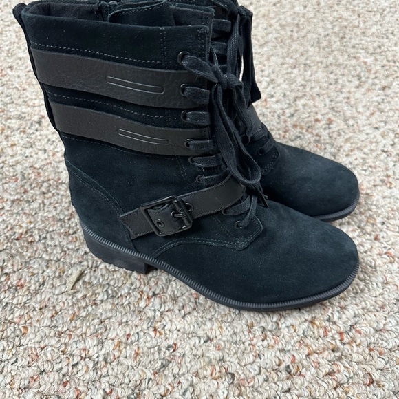 UGG Black Suede Lace-Up Boots - Picture 2 of 4